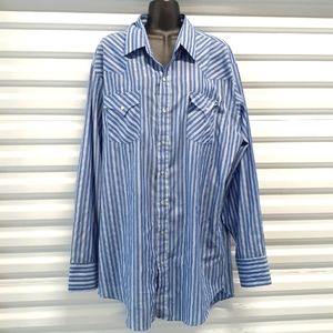 Ely Cattleman Pearl Snap Striped Western Shirt Size 18/36 Tall